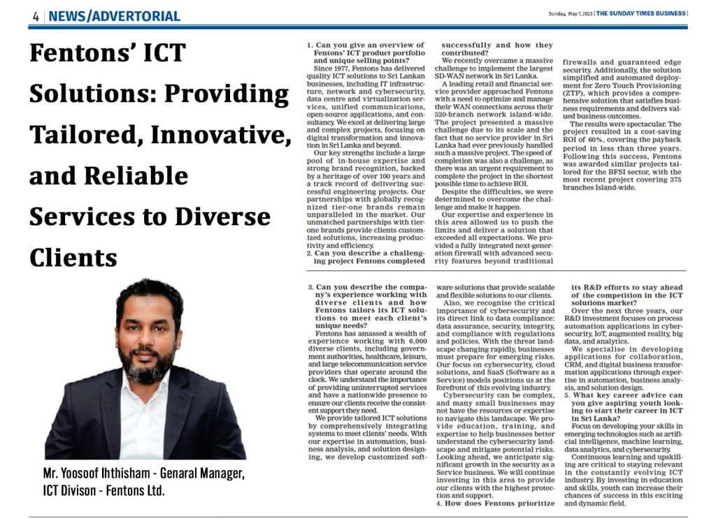 Fentons’ ICT Solutions: Providing Tailored, Innovative, and Reliable Services