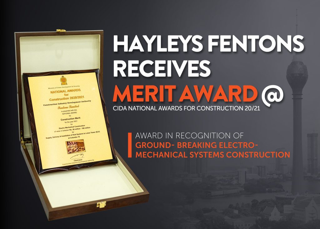 Hayleys Fentons Receives Merit Award at CIDA National Awards for Construction 20/21