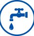 blue plumbing round icon with faucet and drop in frame